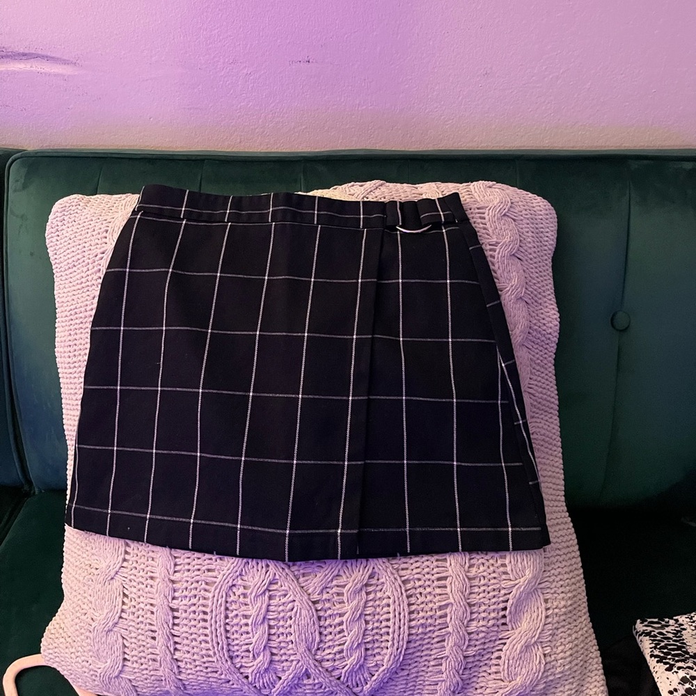 Plaid Pencil Skirt with Slit